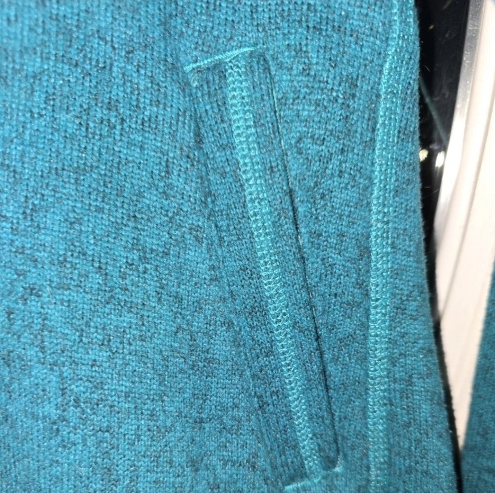 The North Face Women’s Sm Sweater Knit Fleece Sweatshirt Hood 3 Snap Plaid Teal - Picture 7 of 12